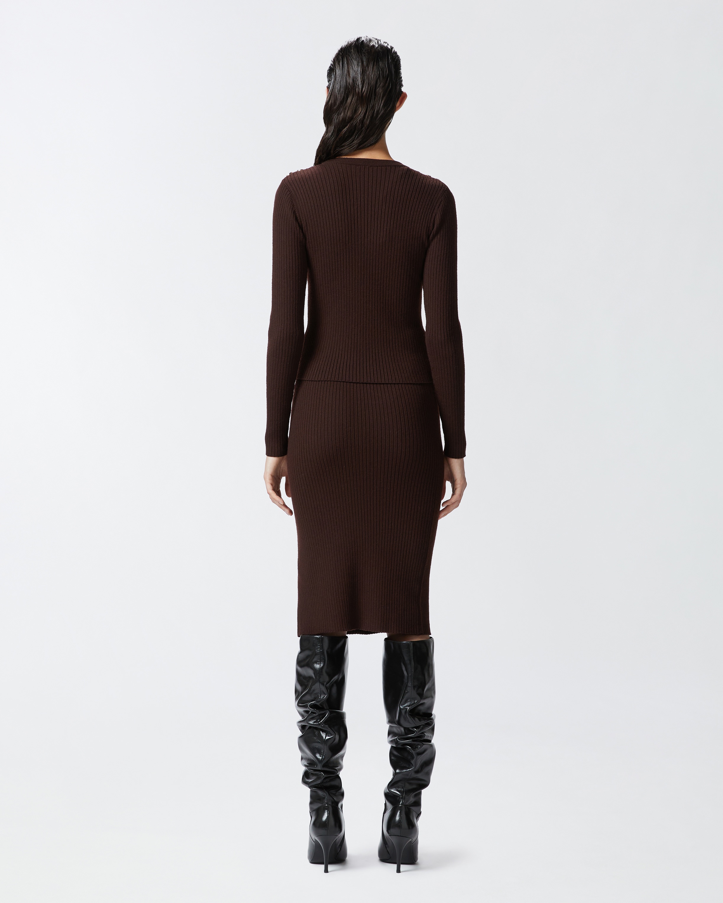 LONG-SLEEVED RIBBED WOOL SWEATER - 4