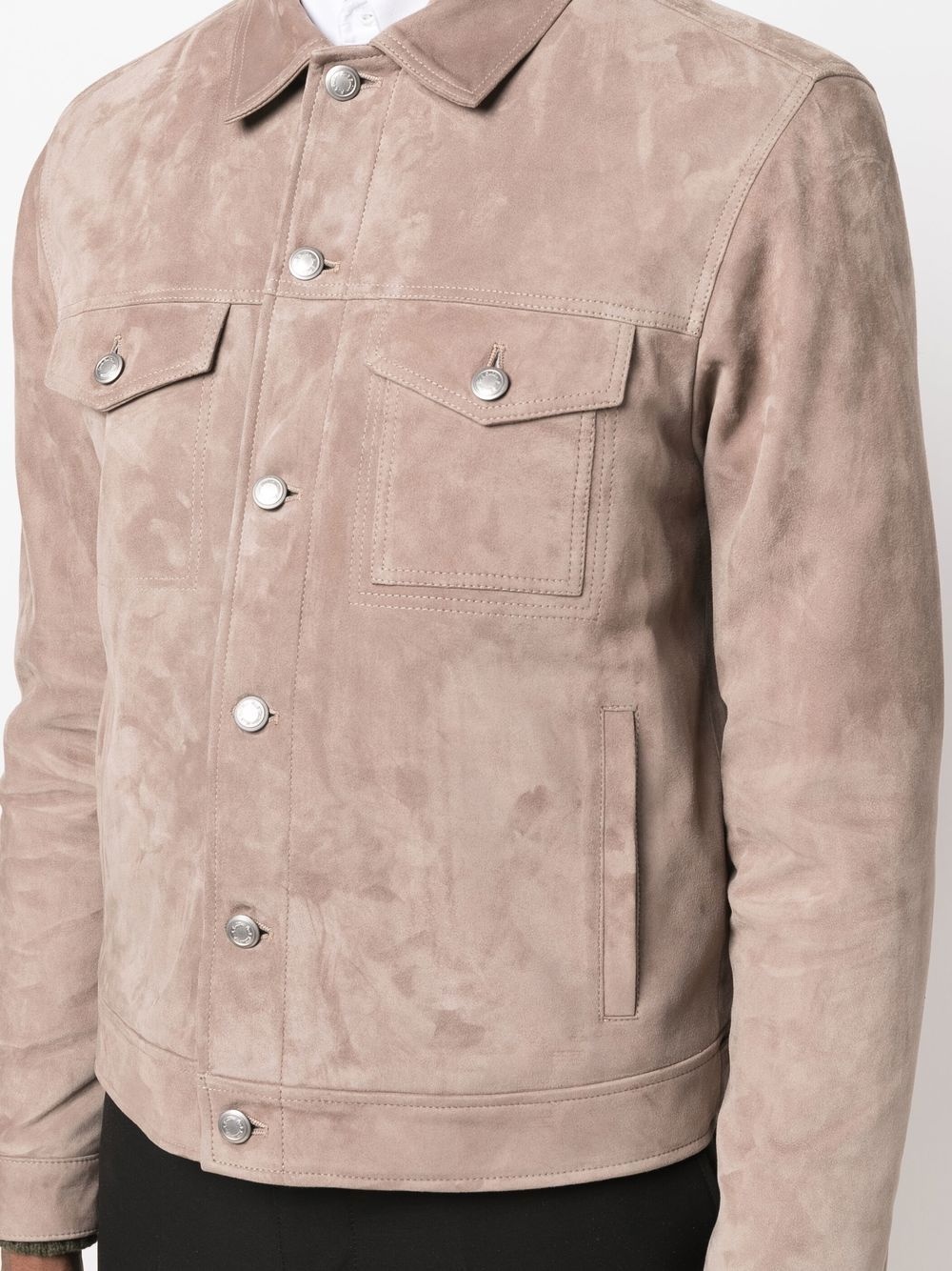 button-up suede jacket - 5