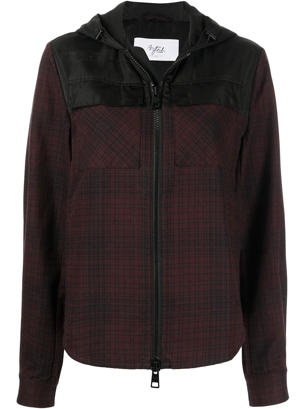 check-print zipped hoodie - 1