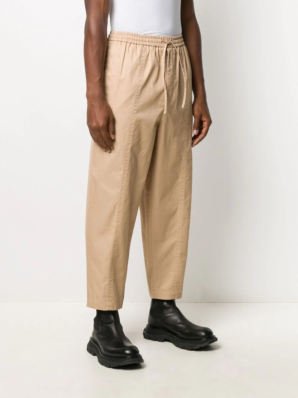 drawstring cropped tapered trousers - 3