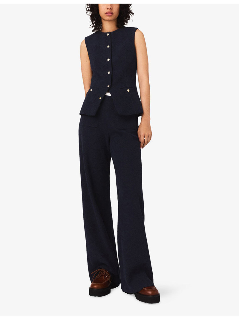 maje Straight-Leg Tweed Cotton-Blend Trousers outlook