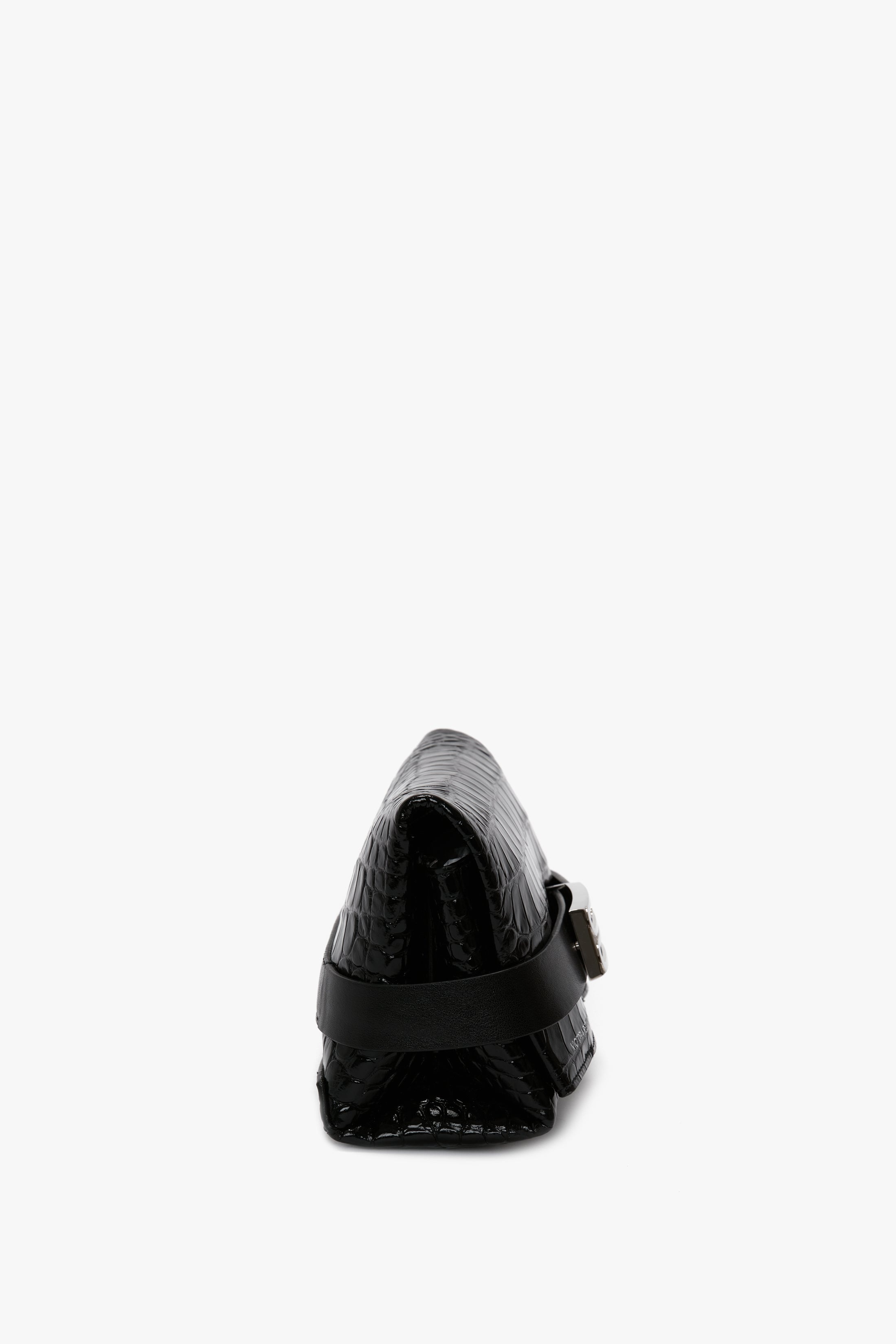 Mini B Pouch In Croc Effect Black Leather - 4