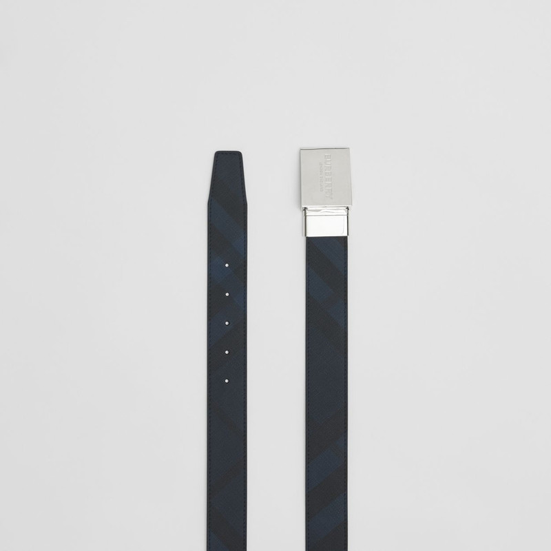 Reversible Plaque Buckle London Check Belt 6