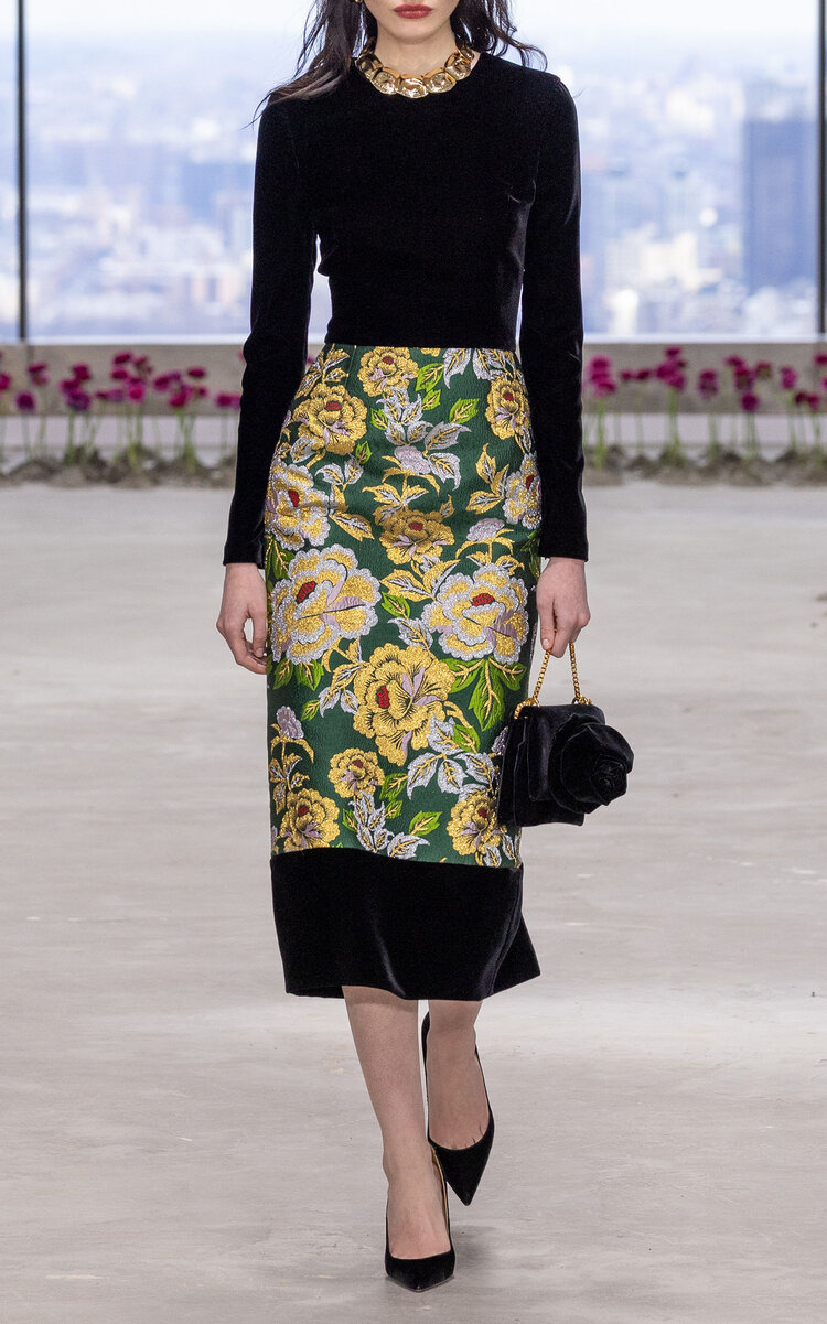 Velvet and Jacquard Midi Dress black - 2