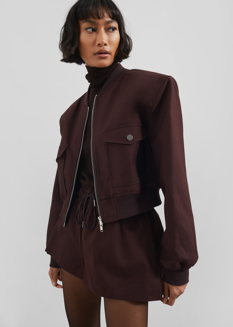 Pomona Crop Bomber Jacket - Burgundy 6