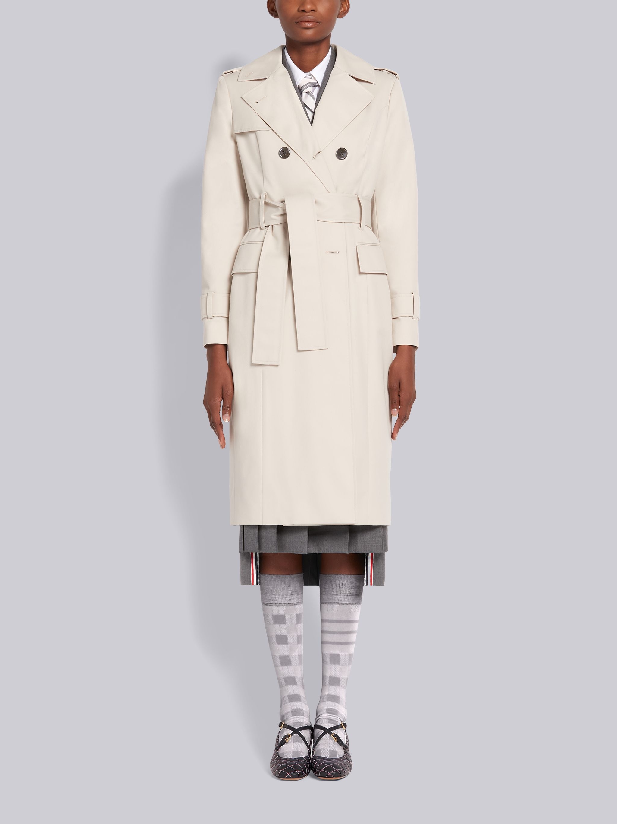Khaki Waterproof Cotton Twill Unconstructed Belted Classic Trench Coat - 1