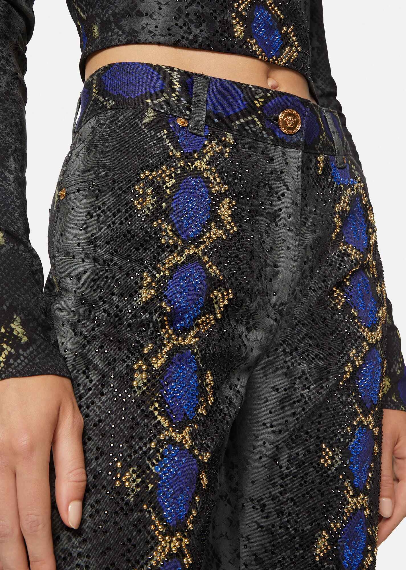 Python Print Studded Jeans - 5