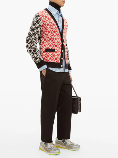 GUCCI Logo-jacquard wool cardigan outlook