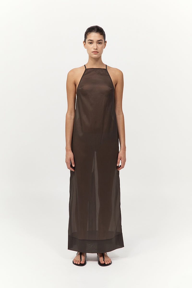 Transparent Column Dress - Black Olive - 4