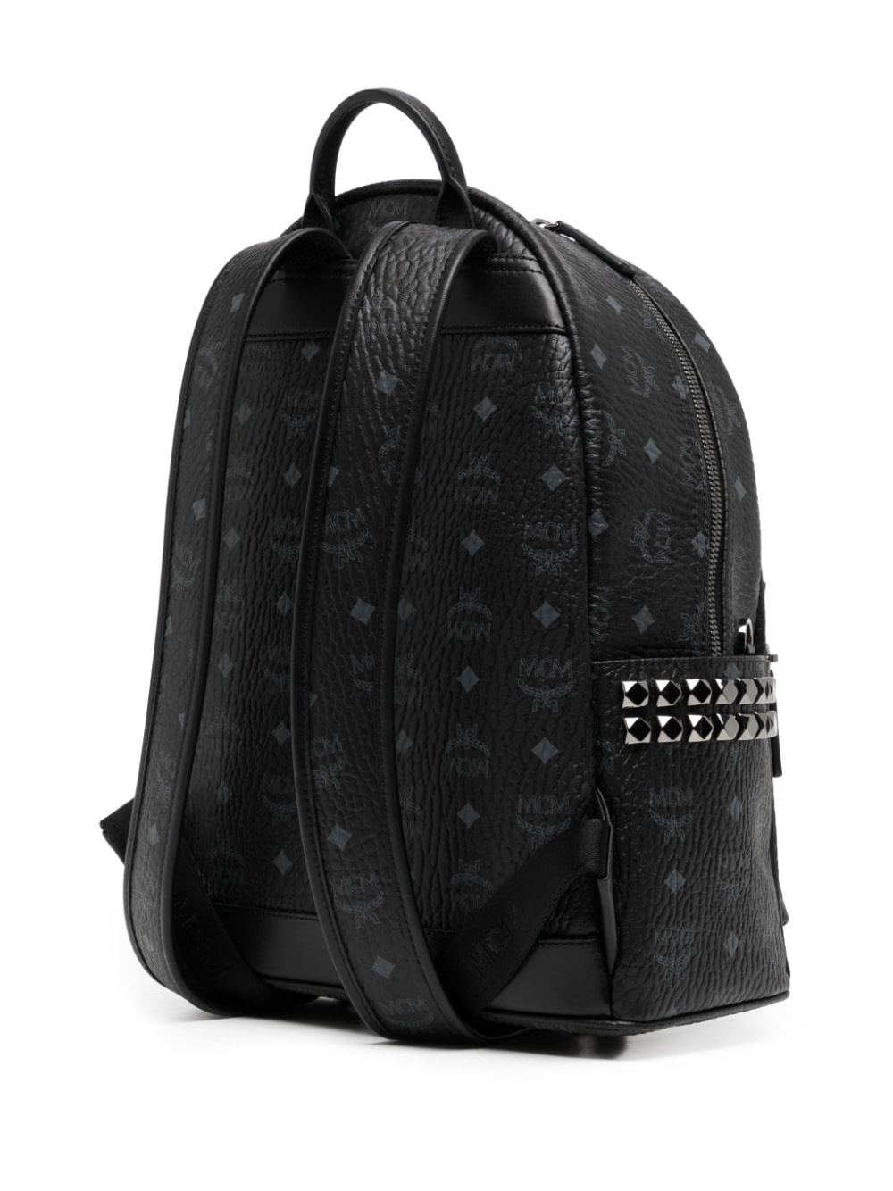 logo print studded backpack - 3