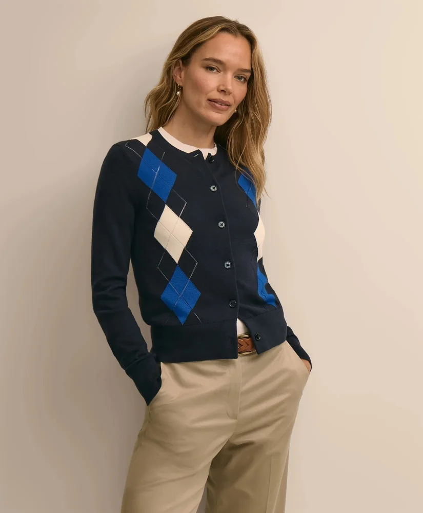 Supima® Cotton Argyle Cardigan - 1