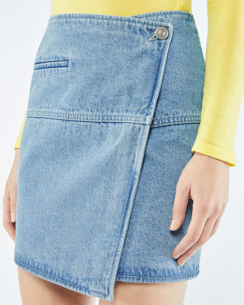 Nanushka CASNA - Denim mini wrap skirt - Eco light wash outlook