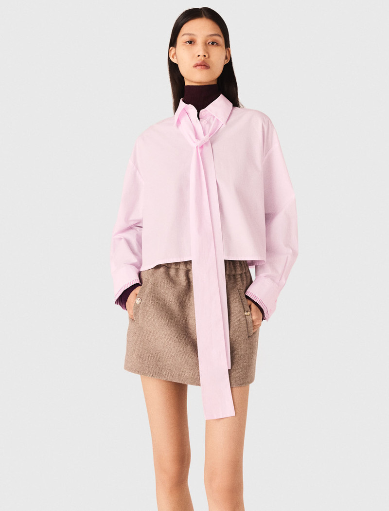 Short shirt with pussy bow 5