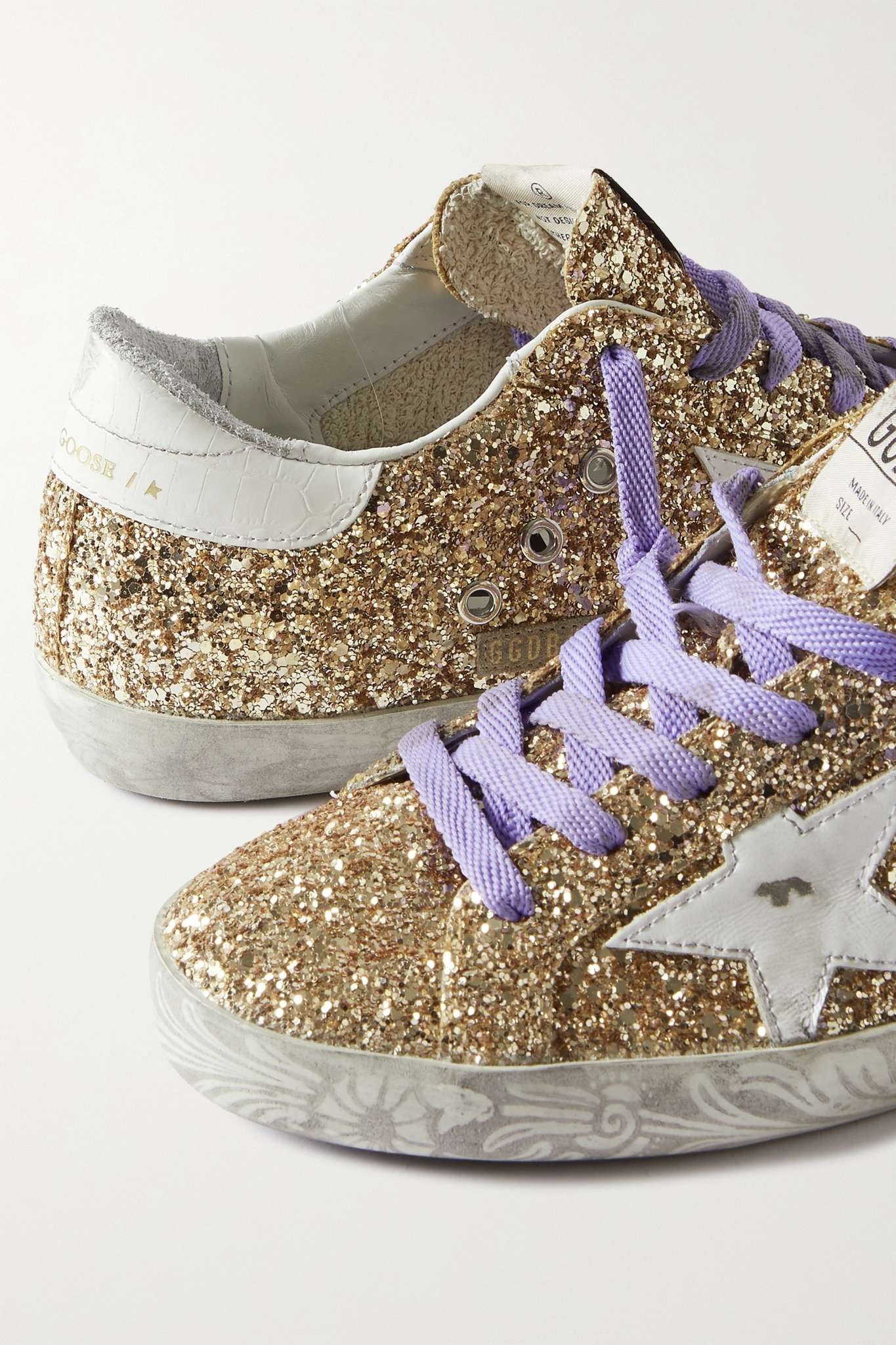Super-Star distressed glittered leather sneakers - 4