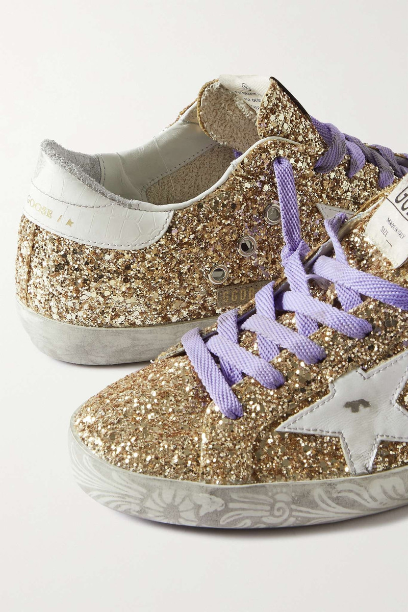 Super-Star distressed glittered leather sneakers 4