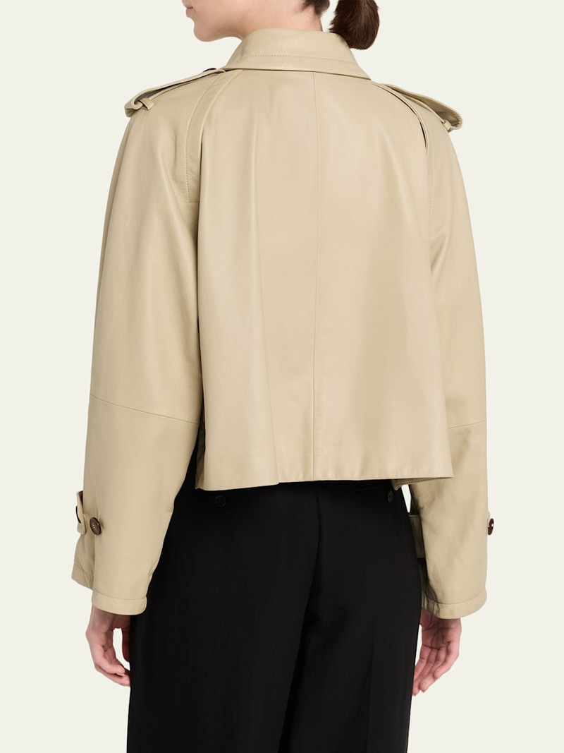 Leather Double-Breasted Boxy Trench Jacket 3