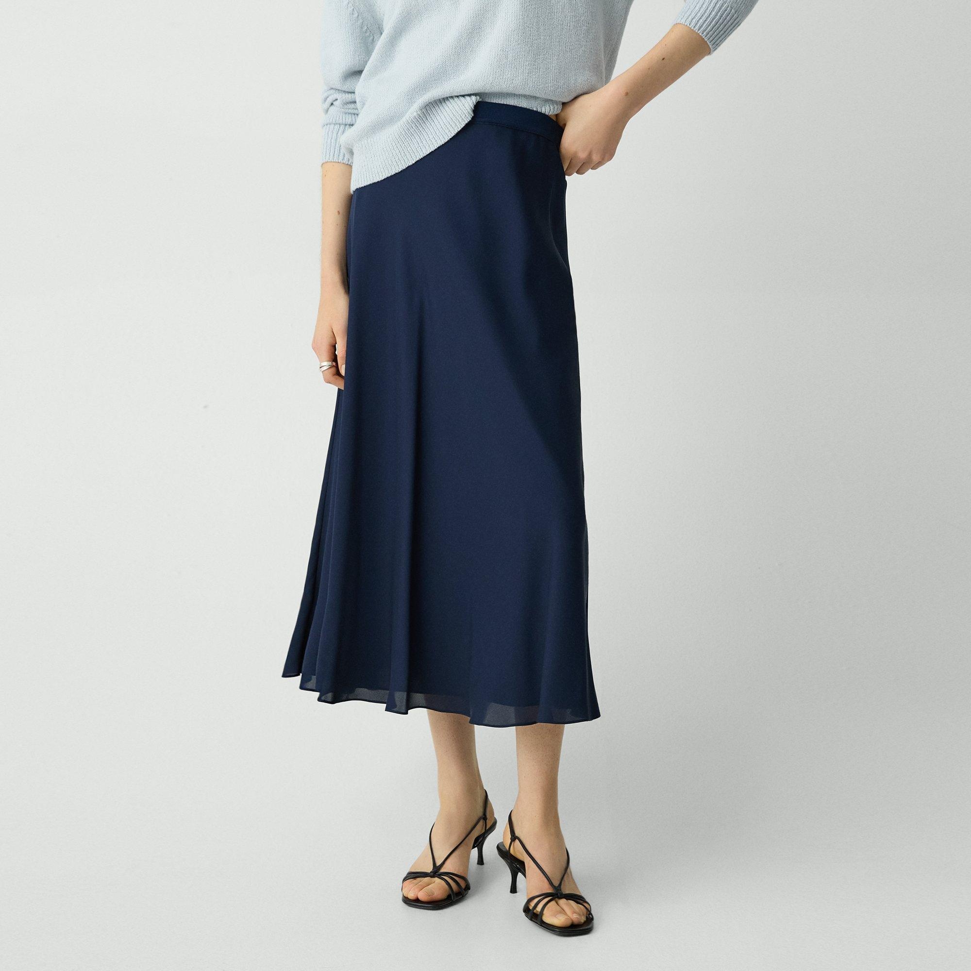 Midi Pull-On Skirt in Silk Georgette - 5