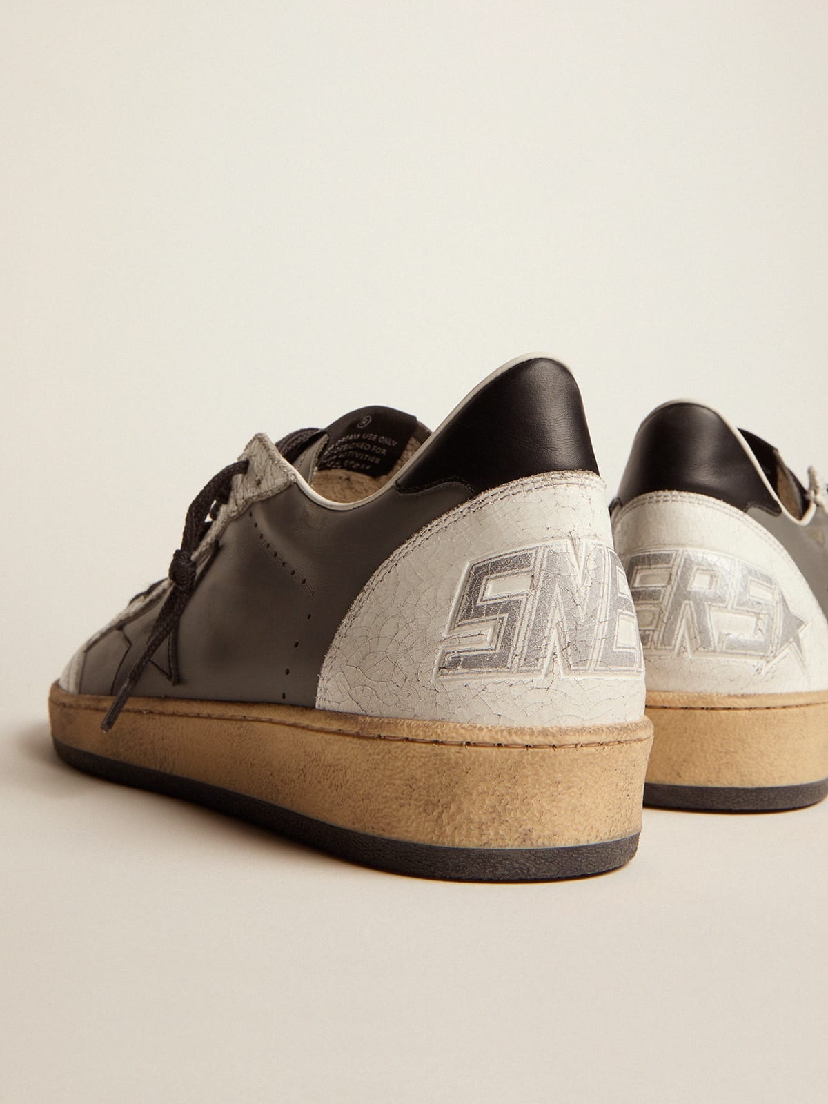 Men's Ball Star in gray leather with black star and heel tab - 4