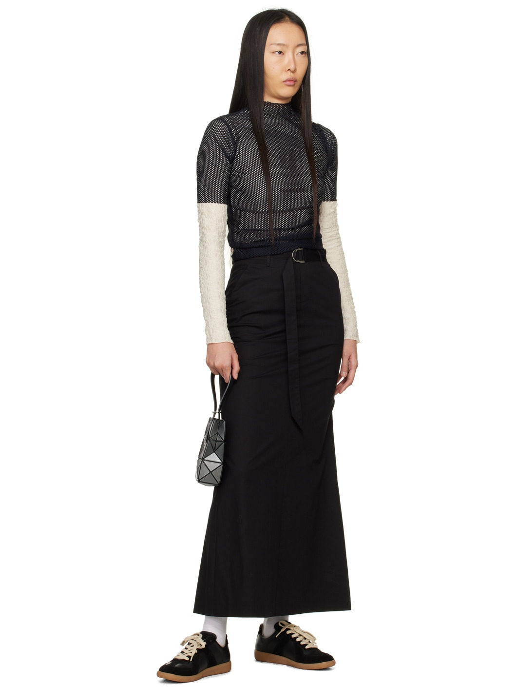 Black Belted Maxi Skirt - 4