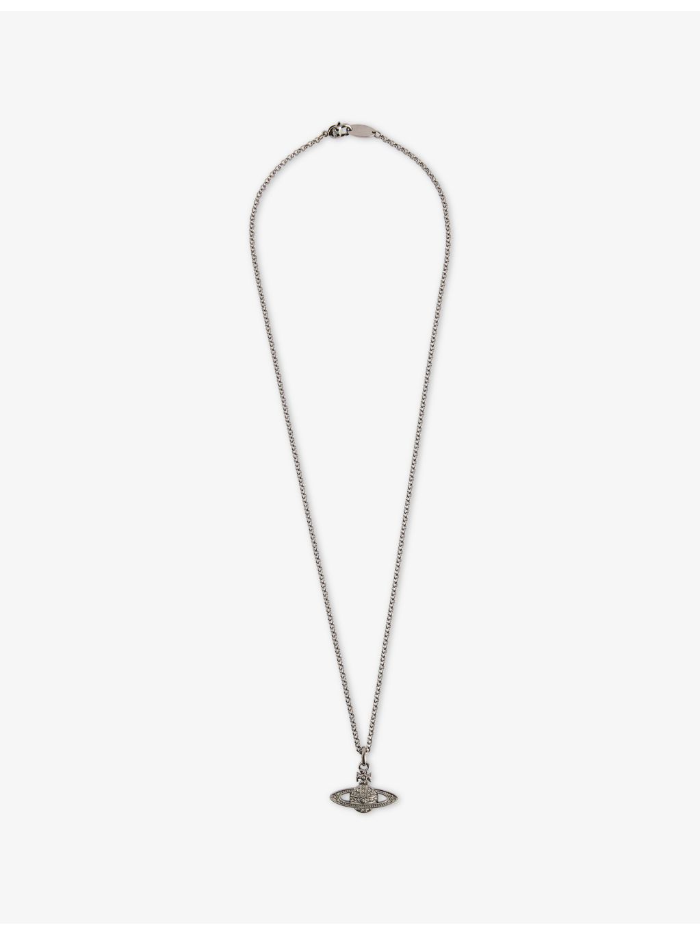 Bas Relief Orb mini silver-toned brass and Swarovski crystal necklace - 1