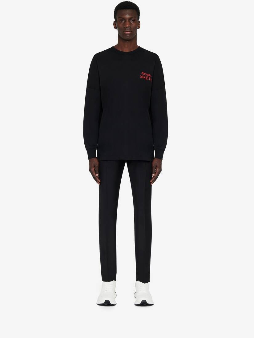 Men's Logo Long Sleeve T-shirt in Black/red - 2