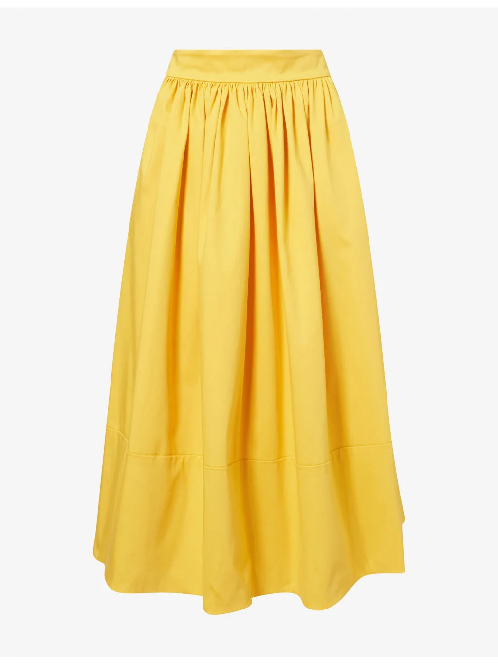 Fitted-Waist Gathered Cotton Midi Skirt - 1