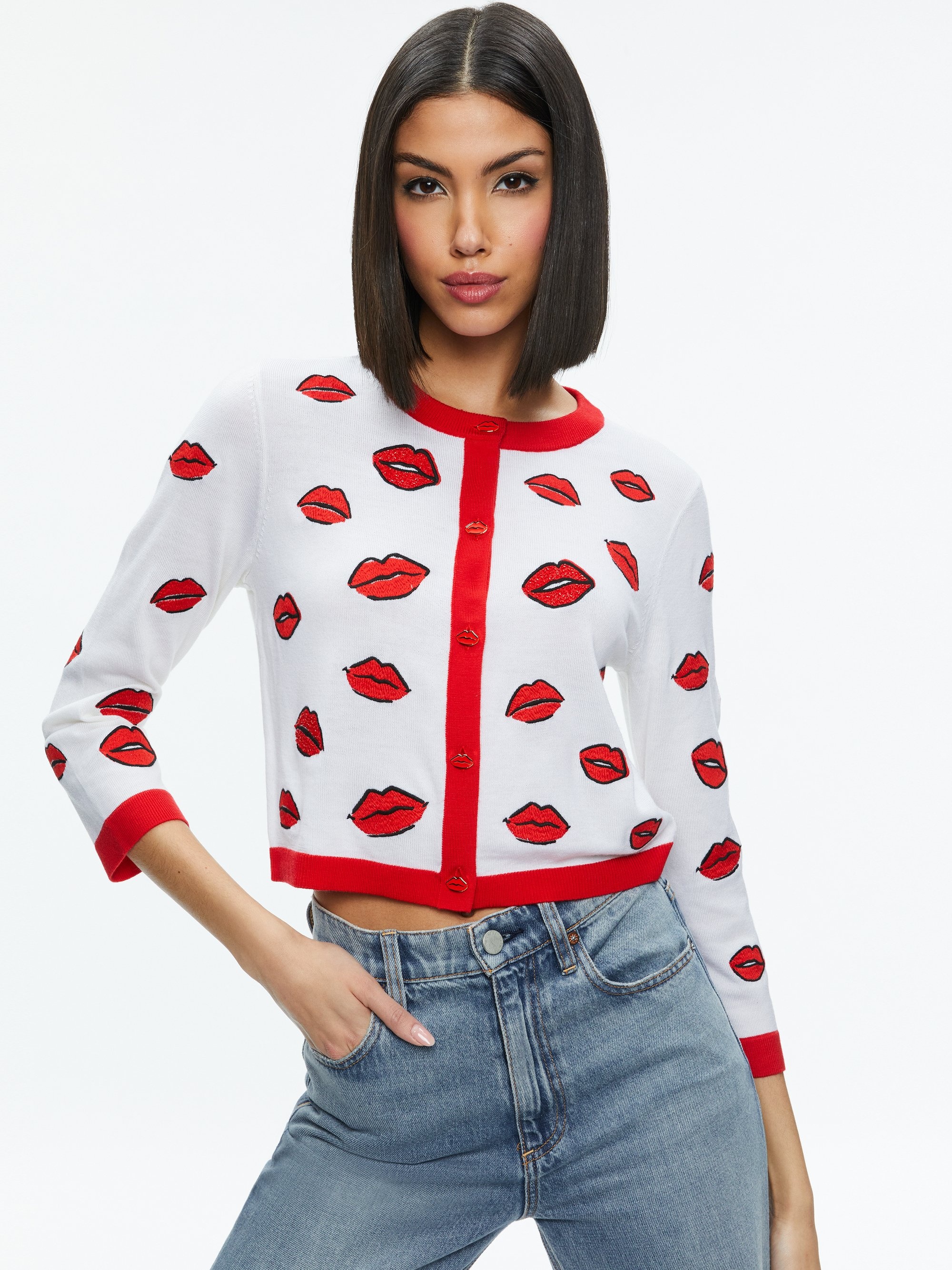 DARODA KISS CREWNECK CROPPED CARDIGAN - 2