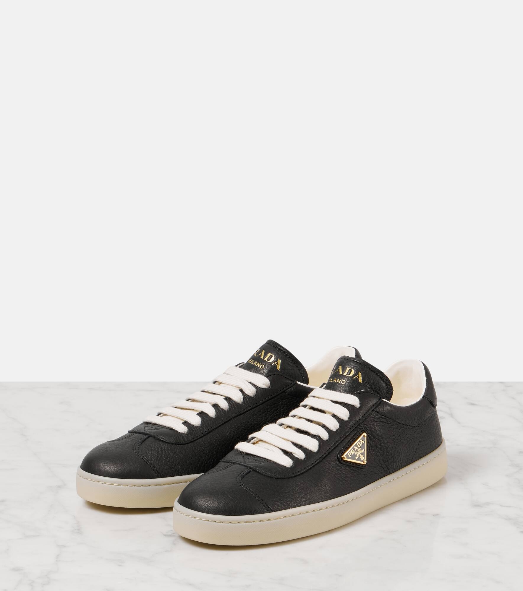 Logo leather sneakers - 5