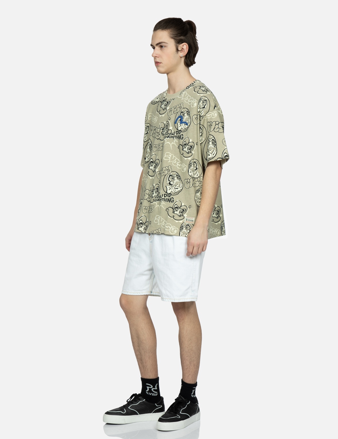 SEAGULL EMBROIDERY BLEACHED DENIM SHORTS - 4