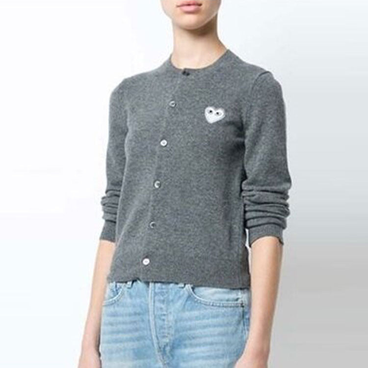 (WMNS) COMME des GARCONS PLAY Cardigan White Emblem 'Grey' AZ-N061-051-3 - 3