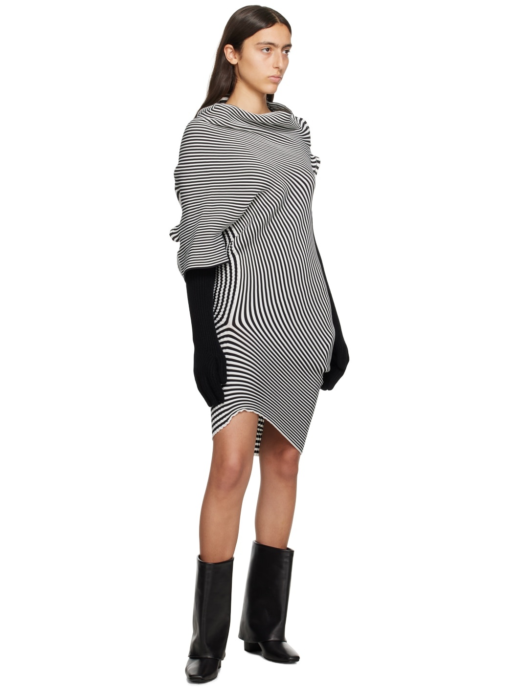 Black & White Counterpoint Minidress - 4