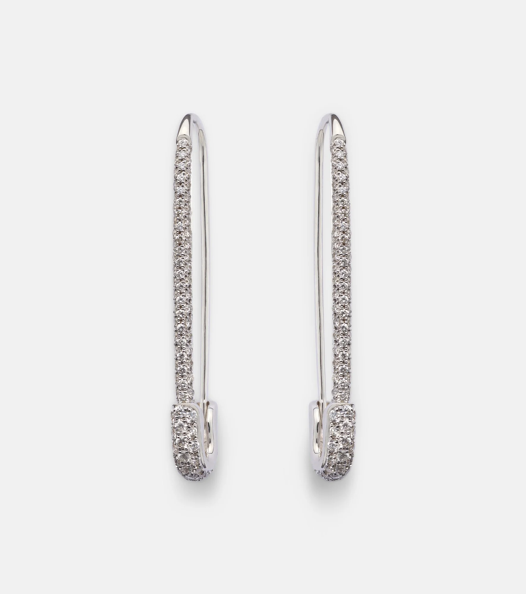 Safety Pin Extra Large 18kt white gold earrings with diamonds - 1