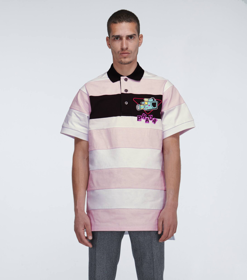 Camera print striped polo shirt 3