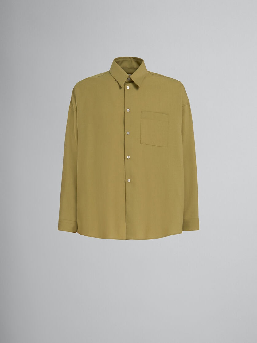 GREEN TROPICAL WOOL LONG-SLEEVED SHIRT - 1