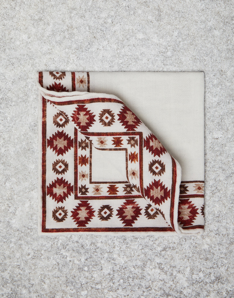 Wool flannel pocket square with border 1