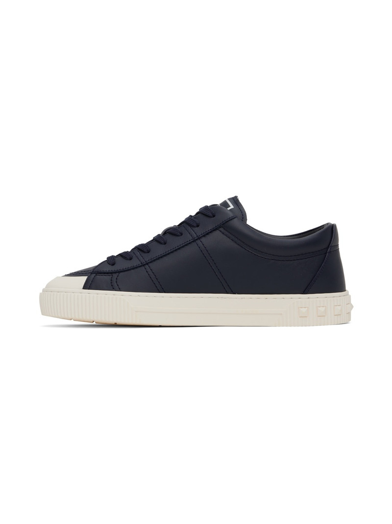 Valentino Navy Cityplanet Calfskin Sneakers outlook