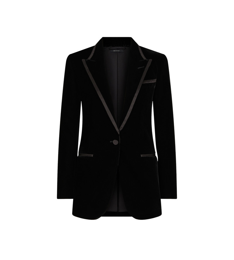 VELVET "WALLIS" SINGLE BREASTED TUXEDO JACKET 1