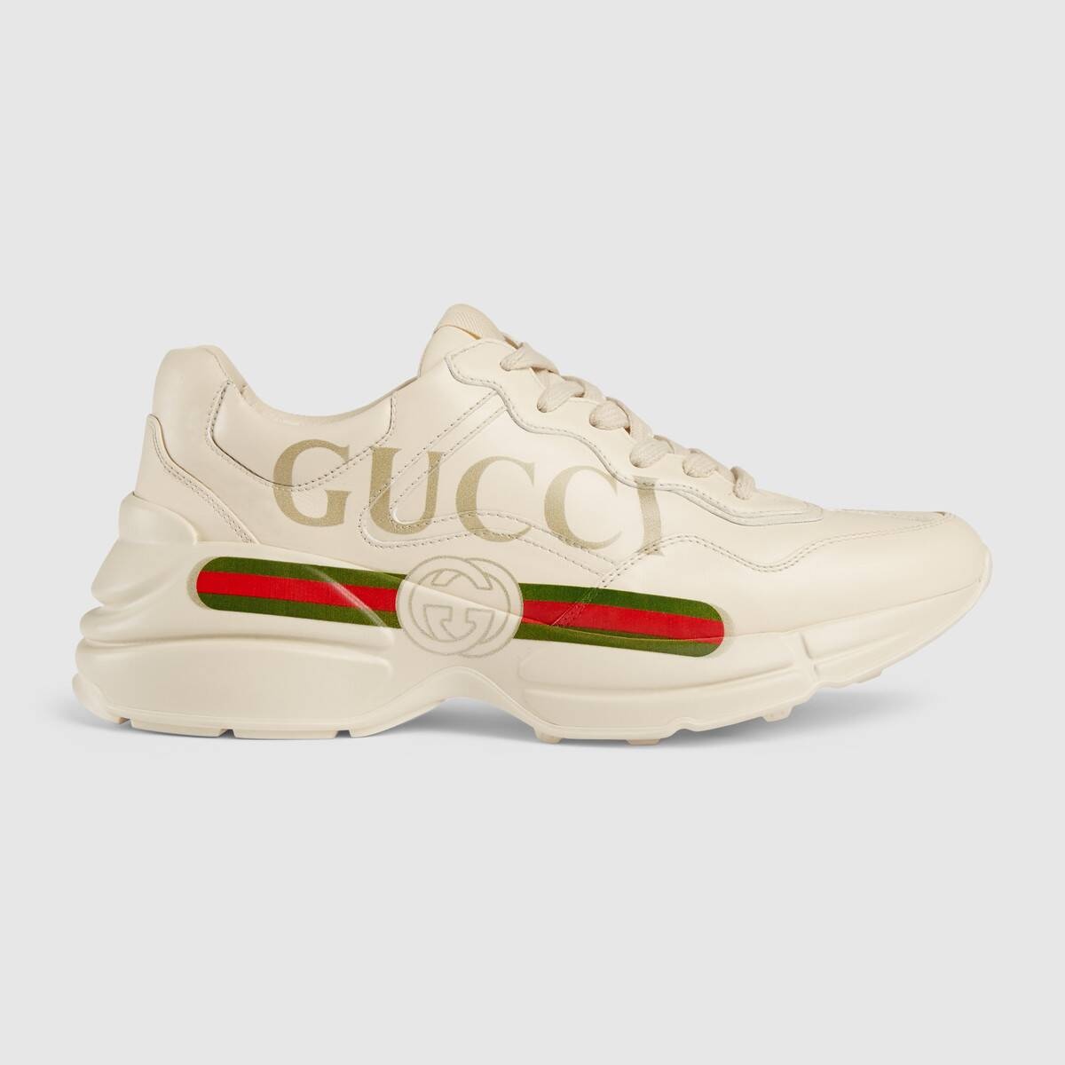 Women's Rhyton Gucci logo leather sneaker - 1