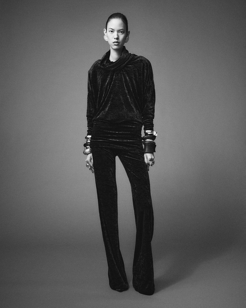 SAINT LAURENT wide-leg pants in velvet outlook