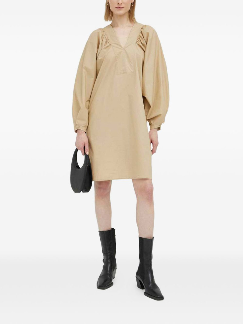 balloon-sleeve V-neck mini dress 1