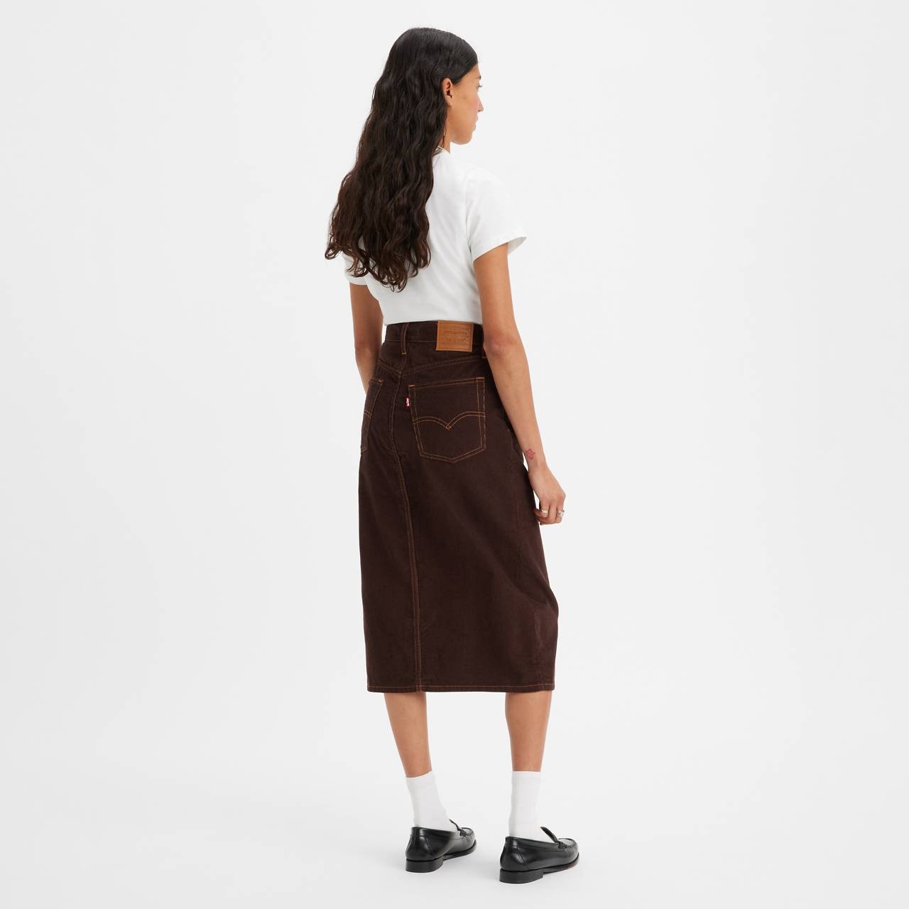 SIDE SLIT CORDUROY SKIRT - 2