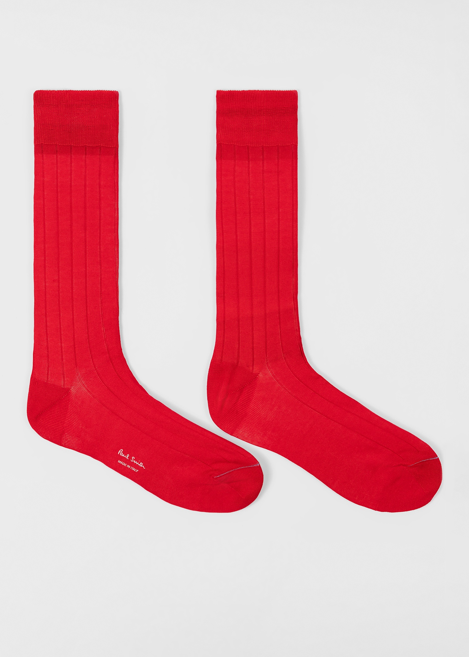 Red Mercerised Cotton-Blend Ribbed Socks - 2