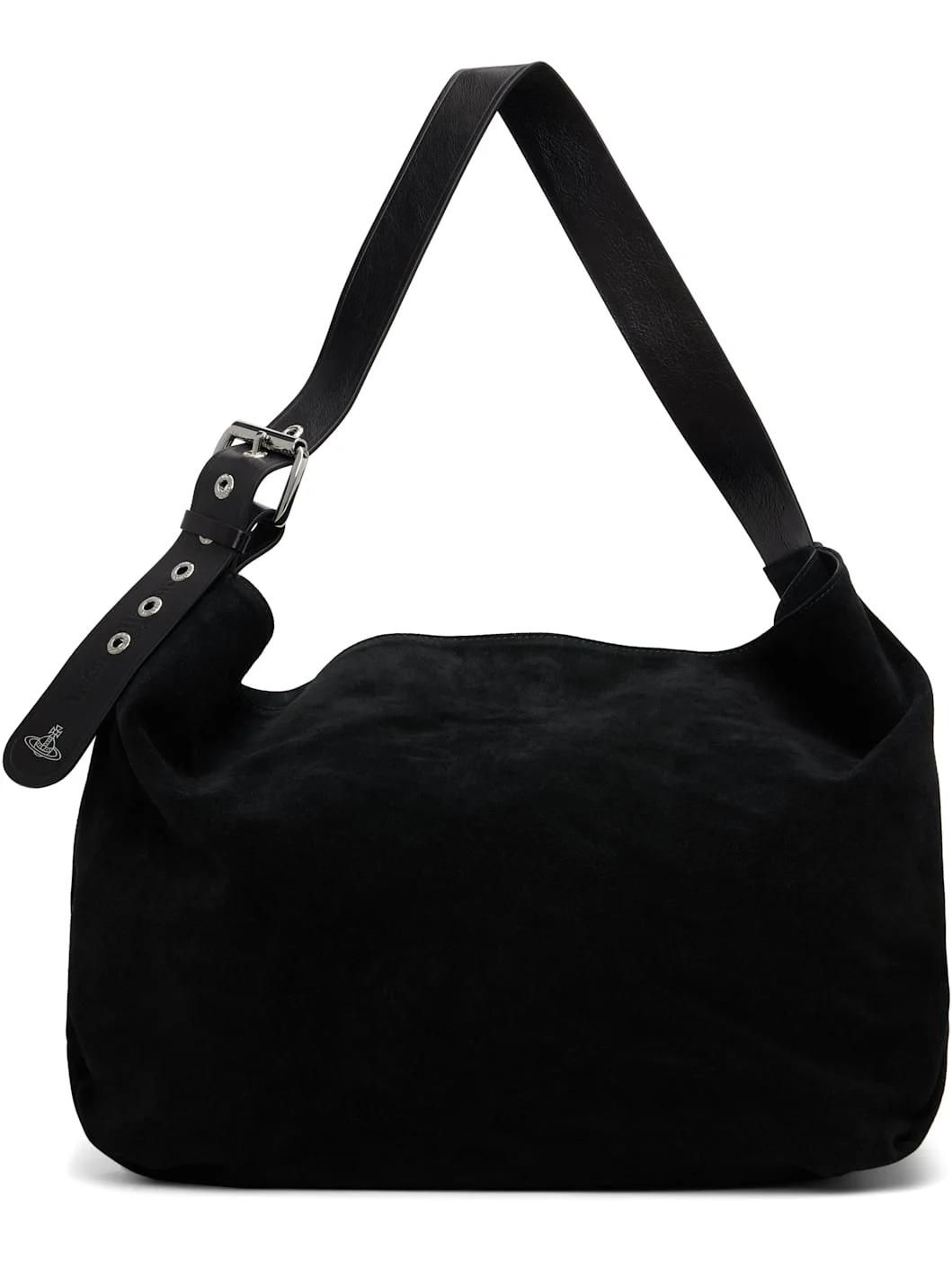 Black Suede Maxime Large Crossbody Tote - 1