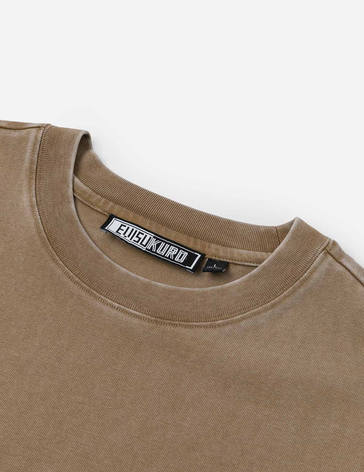 Washed Distressed Pocket and Gradient Print Loose Fit T-shirt - 9