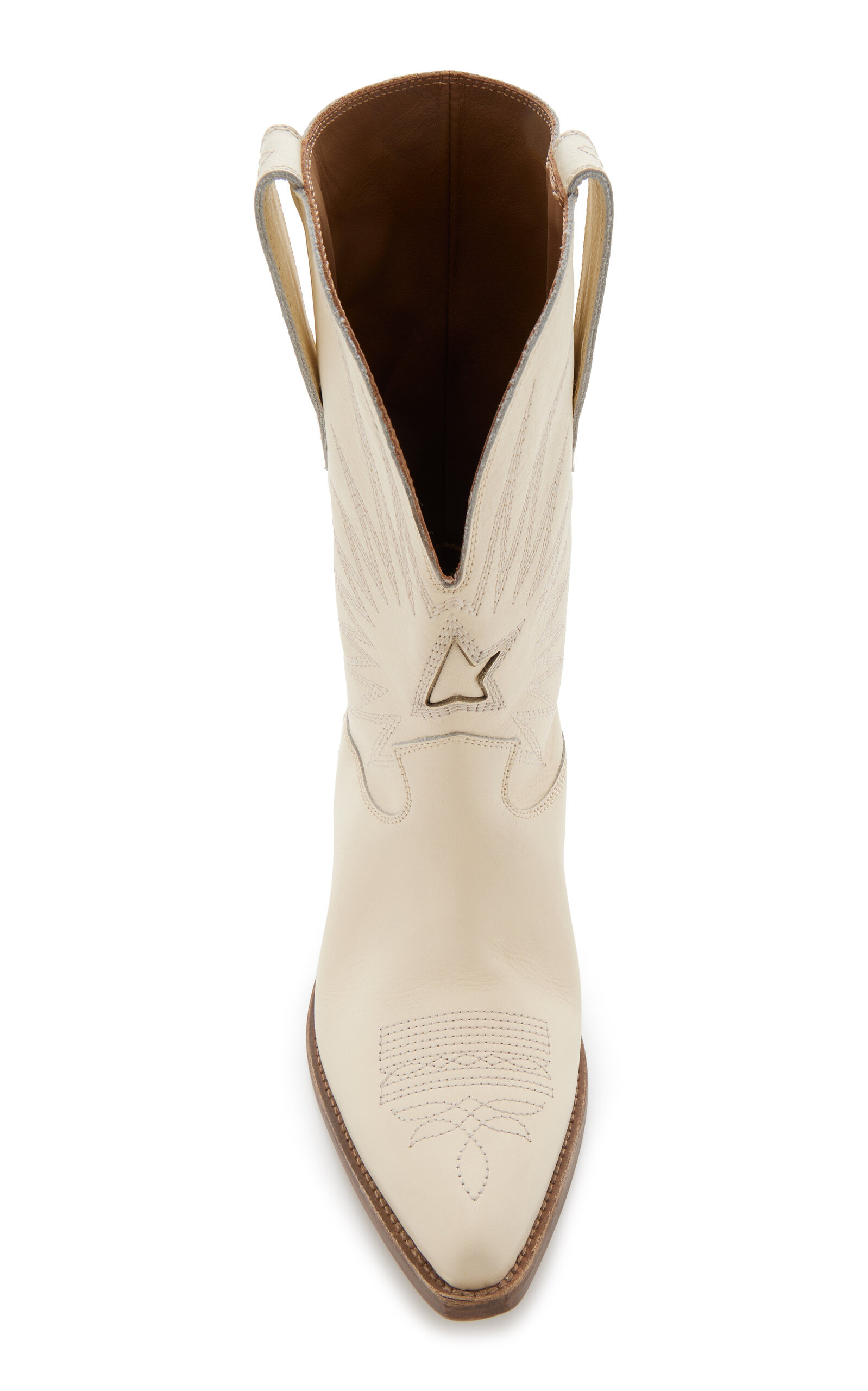 Wish Star Embroidered Leather Western Boots white - 4