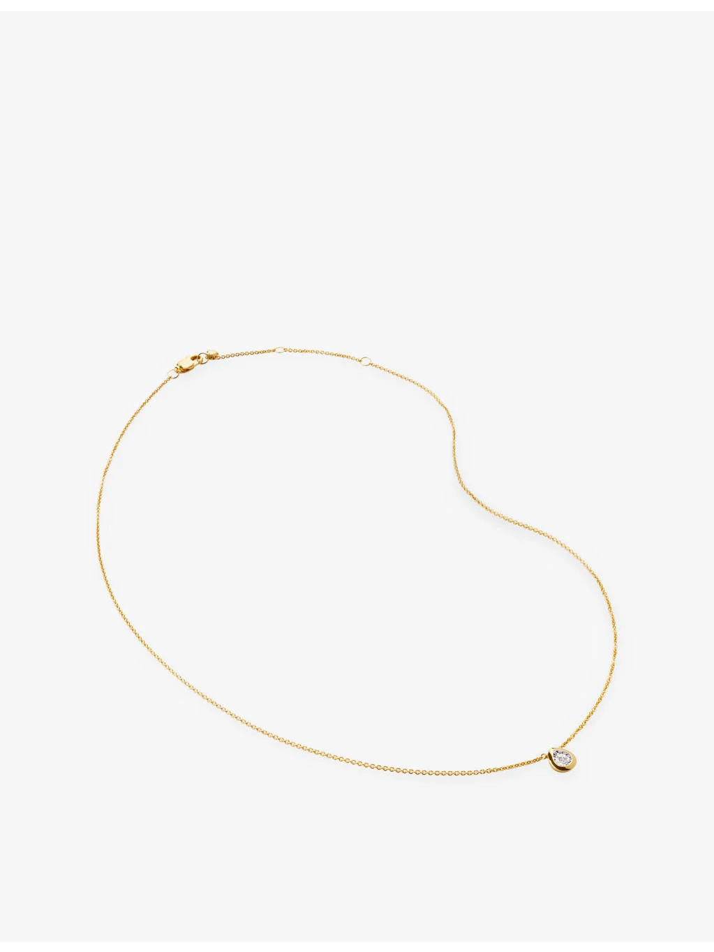 Solitaire Pear 18ct yellow gold-plated vermeil sterling-silver and 0.06ct lab-grown diamond necklace - 1