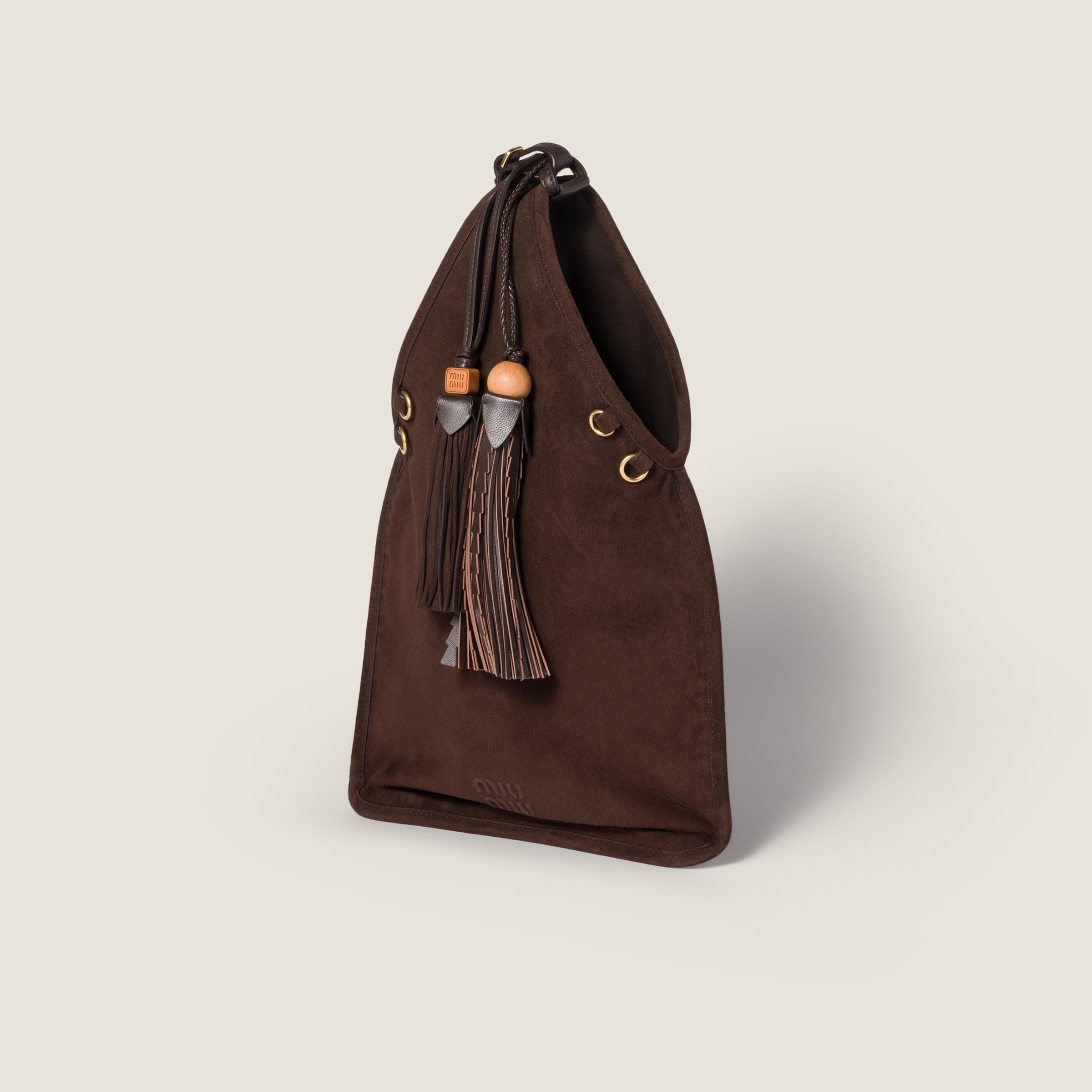 Suede handbag with tassels - 2