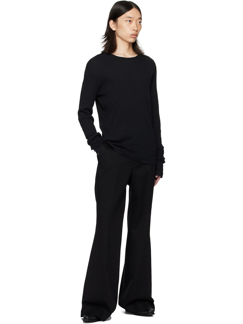 Ann Demeulemeester Black Leek Relaxed Bootcut Trousers outlook