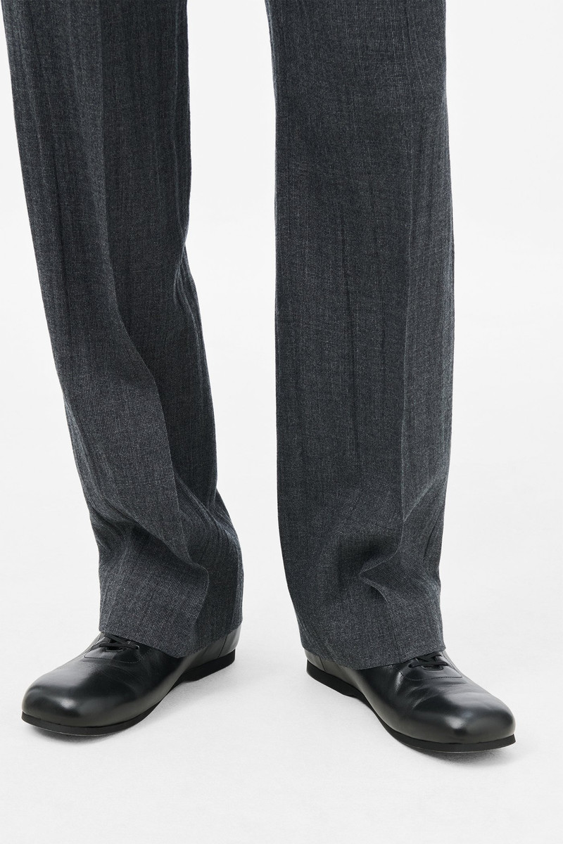 Slack Trouser Stone Grey Plisse Wool 5