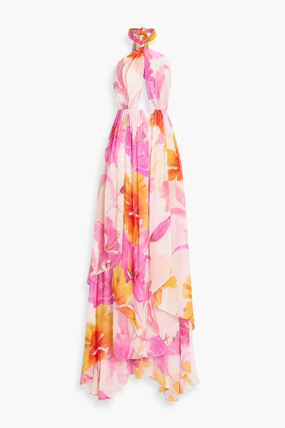 Ina printed crepe de chine halterneck maxi dress - 1